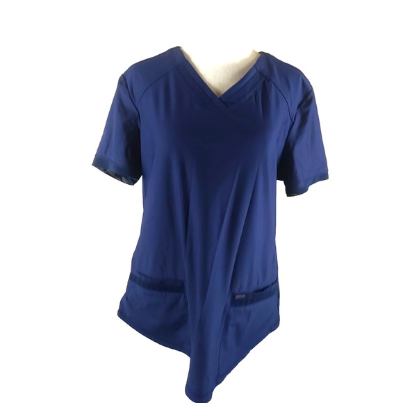 Form By Cherokee Women's Scrub Top Size Medium Nursing Medical Navy Blue Stretch - Picture 2 of 7